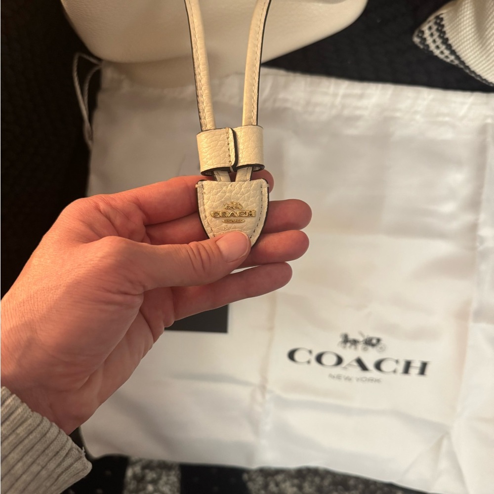 Coach Cream Pebbled Leather Drawstring Crossbody Bag - Picture 5 of 13